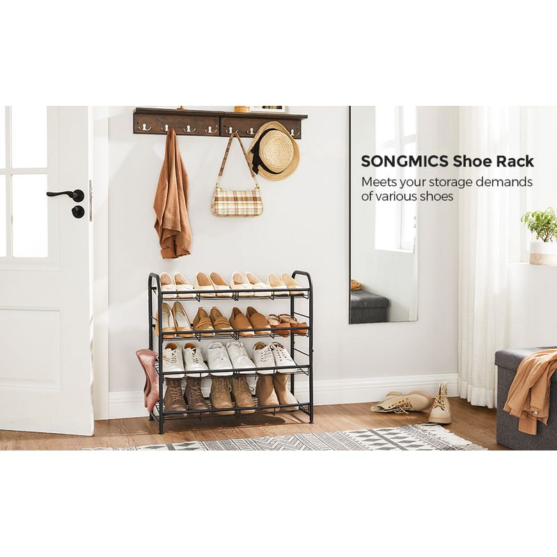 Casa si Gradina - Mobilier - Dulapuri si sifoniere - Dulapuri pantofi - Pantofar cu 4 rafturi de depozitare, din metal, polite cu unghi reglabil, 28x69x65cm, negru - Infinity.ro