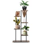 Casa si Gradina - Mobilier - Biblioteci si rafturi - Biblioteci - Etajera cu 6 rafturi din metal si MDF, 60x20x113 cm, negru si maro - Infinity.ro