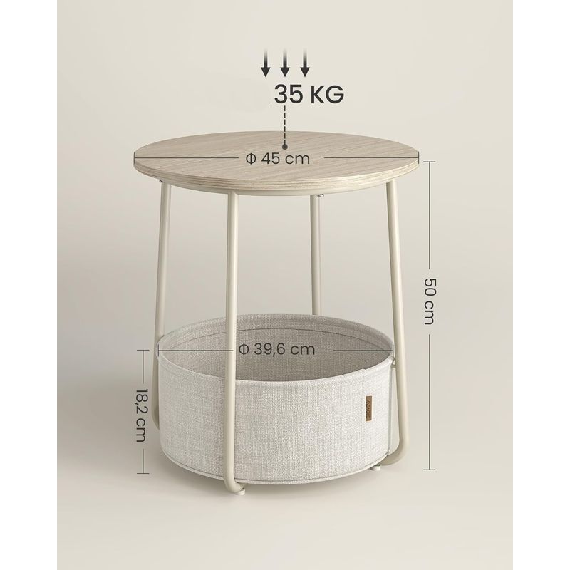 Casa si Gradina - Mobilier - Mese si birouri - Masute de cafea - Masuta de cafea rotunda cu cos de stofa, stil modern, 45x50cm, bej - Infinity.ro