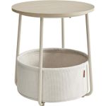 Casa si Gradina - Mobilier - Mese si birouri - Masute de cafea - Masuta de cafea rotunda cu cos de stofa, stil modern, 45x50cm, bej - Infinity.ro