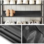 Casa si Gradina - Mobilier - Dulapuri si sifoniere - Dulapuri pantofi - Suport pantofi 75x30x91 cm, 5 niveluri, rafturi textile si blat PAL, cadru metalic, maro rustic si negru - Infinity.ro