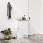 Casa si Gradina - Mobilier - Dulapuri si sifoniere - Dulapuri pantofi - Dulap pantofi cu 2 usi rabatabile, din MDF, pentru 8-12 perechi, 60x24x84cm, alb - Infinity.ro