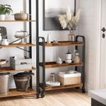 Casa si Gradina - Mobilier - Comode si corpuri - Corpuri bucatarie - Carucior de servire pe roti pentru bucatarie, cu 3 polite, stil industrial, 26x66x85cm, maro rustic - Infinity.ro