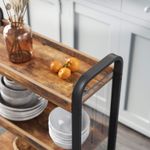 Casa si Gradina - Mobilier - Comode si corpuri - Corpuri bucatarie - Carucior de servire pe roti pentru bucatarie, cu 3 polite, stil industrial, 26x66x85cm, maro rustic - Infinity.ro