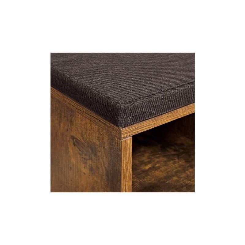 Casa si Gradina - Mobilier - Biblioteci si rafturi - Biblioteci - Banca pentru hol cu suport pentru pantofi, 10 compartimente, cu perna, 104x48x30cm, maro rustic - Infinity.ro