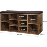 Casa si Gradina - Mobilier - Biblioteci si rafturi - Biblioteci - Banca pentru hol cu suport pentru pantofi, 10 compartimente, cu perna, 104x48x30cm, maro rustic - Infinity.ro