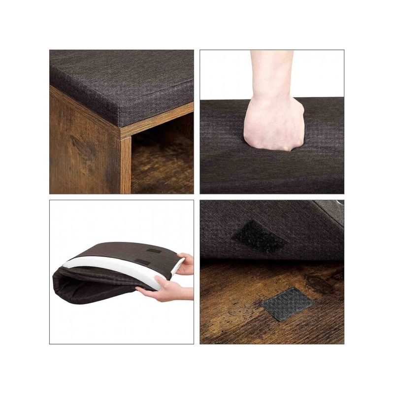 Casa si Gradina - Mobilier - Biblioteci si rafturi - Biblioteci - Banca pentru hol cu suport pentru pantofi, 10 compartimente, cu perna, 104x48x30cm, maro rustic - Infinity.ro