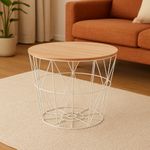 Casa si Gradina - Mobilier - Mese si birouri - Masute de cafea - Masuta cafea Atmosphera Kumi, otel si MDF, 38x30 cm, alb - Infinity.ro