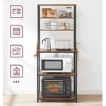 Casa si Gradina - Mobilier - Biblioteci si rafturi - Biblioteci - Raft de bucatarie, spatiu cuptor cu microunde, 6 rafturi, 40x60x167cm, maro rustic si negru - Infinity.ro