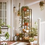 Casa si Gradina - Mobilier - Biblioteci si rafturi - Biblioteci - Raft cu 5 etaje, tip biblioteca, cadru metal si polite lemn, 40x30x153cm, industrial, maro rustic si negru - Infinity.ro