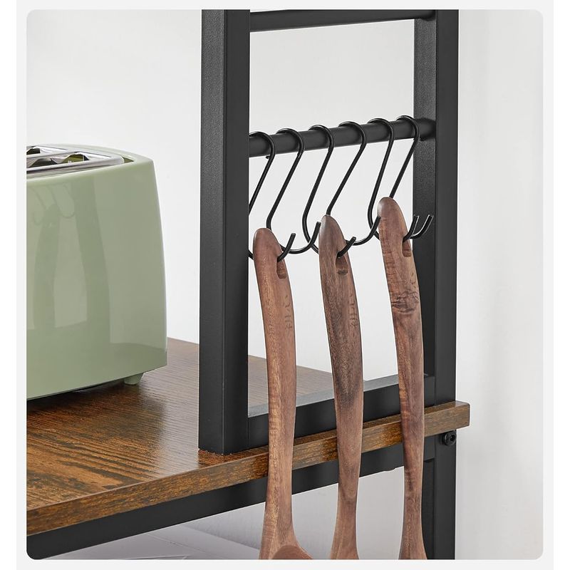 Casa si Gradina - Mobilier - Biblioteci si rafturi - Biblioteci - Raft de bucatarie, spatiu cuptor cu microunde, 6 rafturi, 40x60x167cm, maro rustic si negru - Infinity.ro