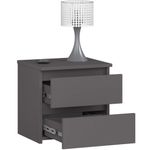 Casa si Gradina - Mobilier - Comode si corpuri - Noptiere - Noptiera cu 2 sertare, din PAL laminat, 40x35x40 cm, gri grafit - Infinity.ro