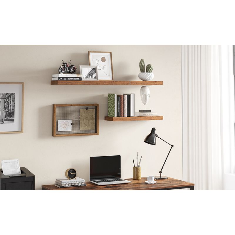 Casa si Gradina - Mobilier - Biblioteci si rafturi - Biblioteci - Raft de perete suspendat plutitor, MDF, sistem montare inclus, 80x20x4cm, vintage maro - Infinity.ro