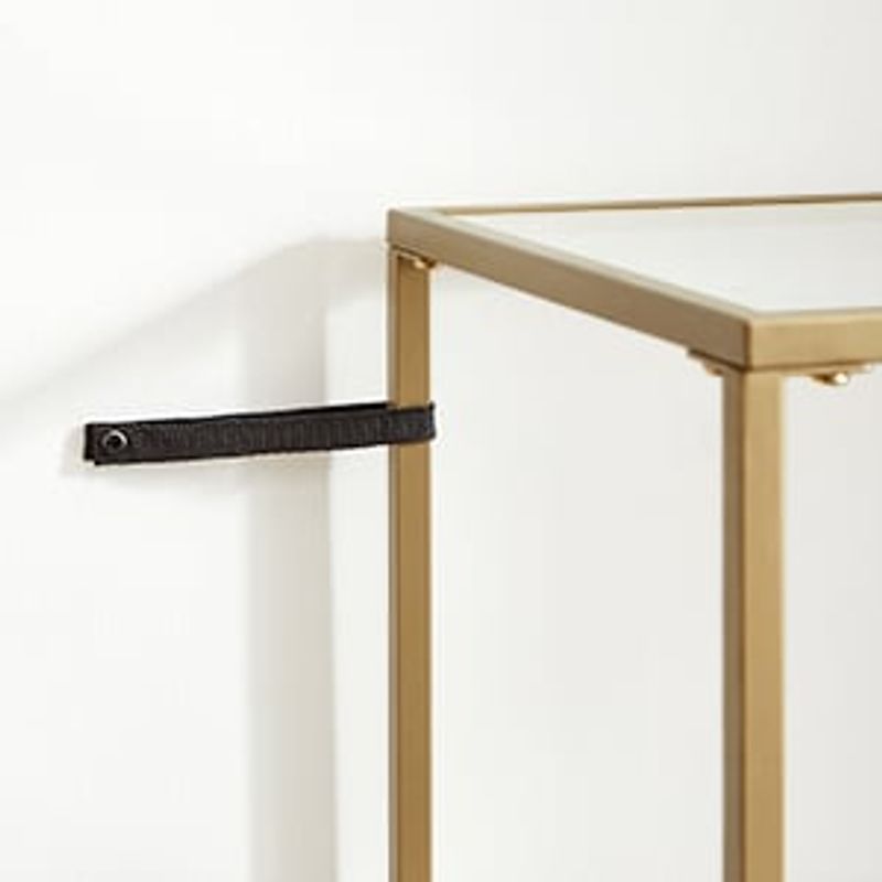 Casa si Gradina - Mobilier - Biblioteci si rafturi - Biblioteci - Raft cu trepte pentru dormitor, 5 etaje, din sticla securizata, cadru din otel, 30x124x40cm, auriu - Infinity.ro