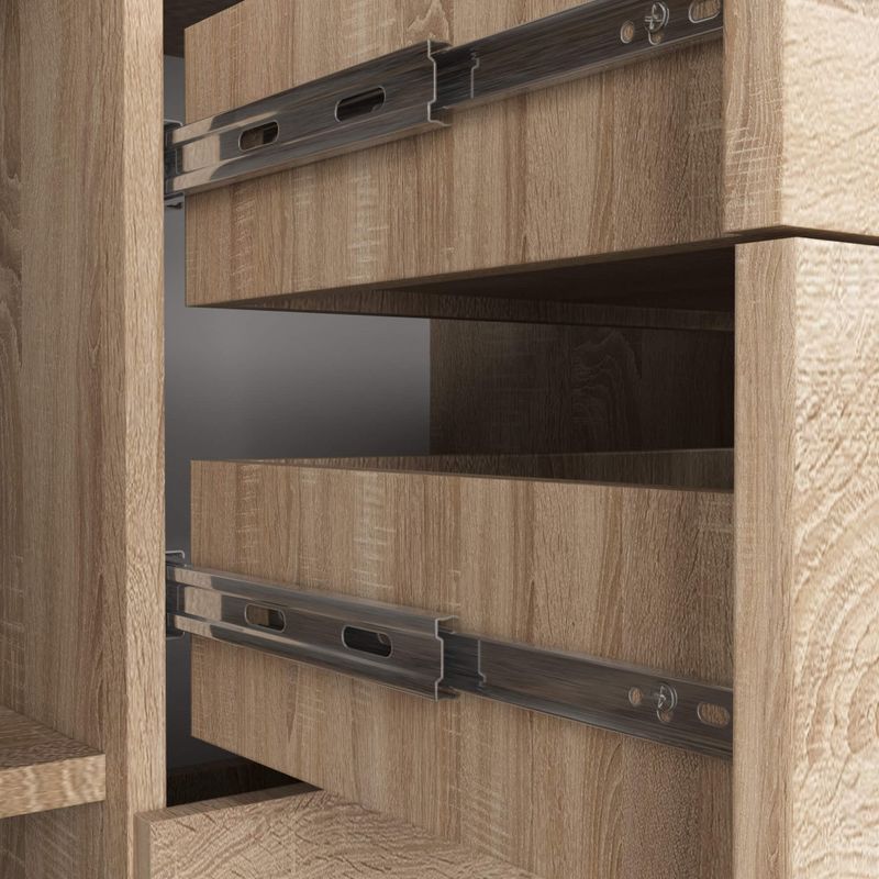 Casa si Gradina - Mobilier - Comode si corpuri - Comode - Comoda cu 4 sertare si 2 usi, PAL laminat, 110x35x80 cm, stejar sonoma - Infinity.ro