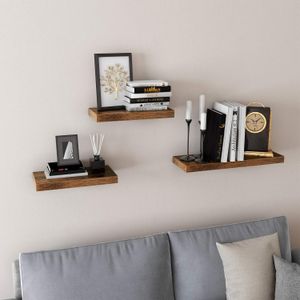 Raft de perete suspendat plutitor, MDF, sistem montare inclus, 80x20x4cm, vintage maro