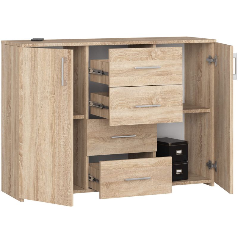 Casa si Gradina - Mobilier - Comode si corpuri - Comode - Comoda cu 4 sertare si 2 usi, PAL laminat, 110x35x80 cm, stejar sonoma - Infinity.ro