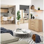 Casa si Gradina - Mobilier - Comode si corpuri - Comode - Comoda cu 4 sertare si 2 usi, PAL laminat, 110x35x80 cm, stejar sonoma - Infinity.ro