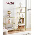 Casa si Gradina - Mobilier - Biblioteci si rafturi - Biblioteci - Raft cu trepte pentru dormitor, 5 etaje, din sticla securizata, cadru din otel, 30x124x40cm, auriu - Infinity.ro