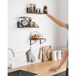 Casa si Gradina - Mobilier - Biblioteci si rafturi - Biblioteci - Raft de perete, set 3 bucati 30cm, 35cm si 40cm, 2 moduri de montare, maro rustic si negru - Infinity.ro