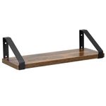 Casa si Gradina - Mobilier - Biblioteci si rafturi - Biblioteci - Set 3 rafturi de perete din metal si MDF, 30-35-40x12 cm, negru si maro - Infinity.ro