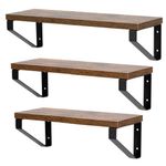 Casa si Gradina - Mobilier - Biblioteci si rafturi - Biblioteci - Set 3 rafturi de perete din metal si MDF, 30-35-40x12 cm, negru si maro - Infinity.ro