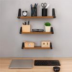 Casa si Gradina - Mobilier - Biblioteci si rafturi - Biblioteci - Set 3 rafturi de perete din metal si MDF, 30-35-40x12 cm, negru si maro - Infinity.ro