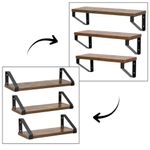 Casa si Gradina - Mobilier - Biblioteci si rafturi - Biblioteci - Set 3 rafturi de perete din metal si MDF, 30-35-40x12 cm, negru si maro - Infinity.ro