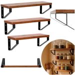 Casa si Gradina - Mobilier - Biblioteci si rafturi - Biblioteci - Set 3 rafturi de perete din metal si MDF, 30-35-40x12 cm, negru si maro - Infinity.ro