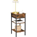 Casa si Gradina - Mobilier - Comode si corpuri - Noptiere - Noptiera inalta cu sertar si 2 rafturi de depozitare, stil industrial, 35x35x70cm, maro rustic si negru - Infinity.ro