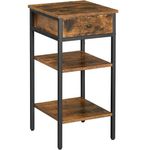 Casa si Gradina - Mobilier - Comode si corpuri - Noptiere - Noptiera inalta cu sertar si 2 rafturi de depozitare, stil industrial, 35x35x70cm, maro rustic si negru - Infinity.ro