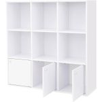 Casa si Gradina - Mobilier - Biblioteci si rafturi - Biblioteci - Biblioteca din lemn, cu 9 cuburi, 3 dulapuri inferioare, 98x98x29cm, alb - Infinity.ro