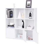 Casa si Gradina - Mobilier - Biblioteci si rafturi - Biblioteci - Biblioteca din lemn, cu 9 cuburi, 3 dulapuri inferioare, 98x98x29cm, alb - Infinity.ro