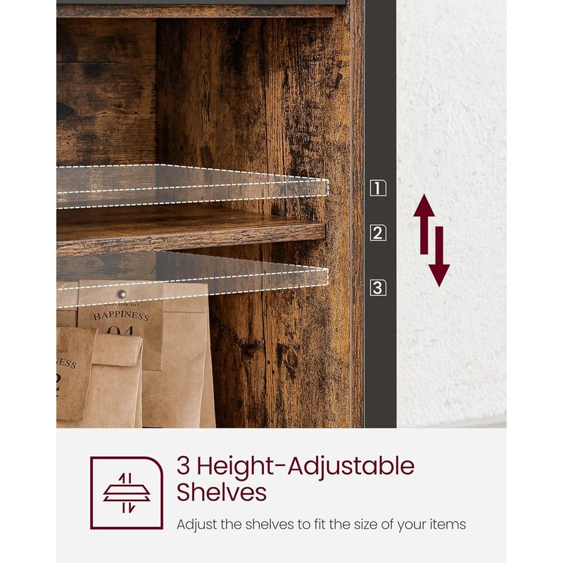 Casa si Gradina - Mobilier - Comode si corpuri - Corpuri bucatarie - Comoda pentru living sau bucatarie, cu 2 usi glisante, rafturi reglabile, stil rustic, 33x100x80cm, maro si negru - Infinity.ro