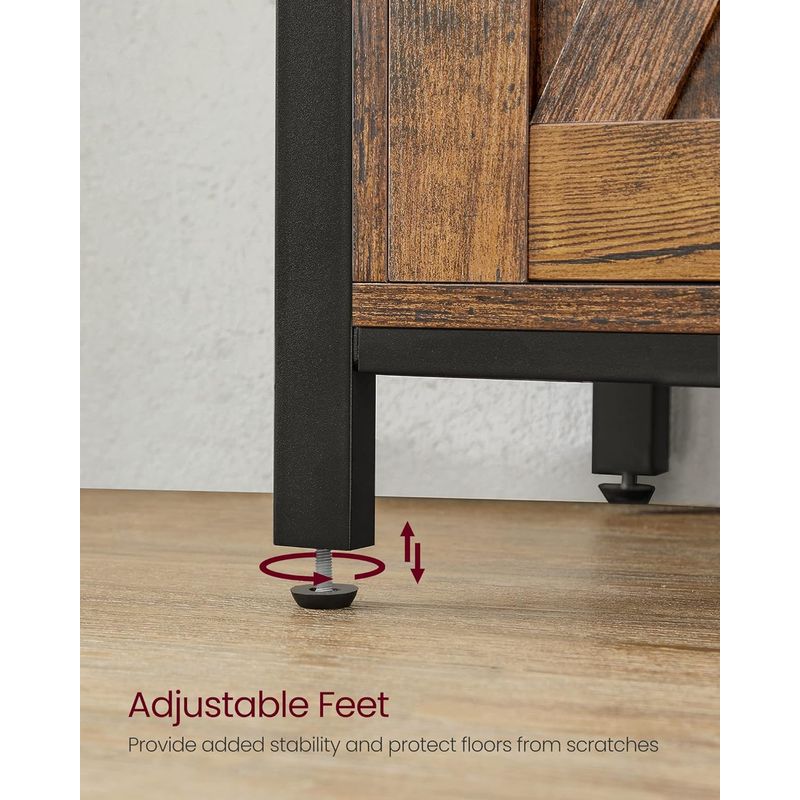 Casa si Gradina - Mobilier - Comode si corpuri - Corpuri bucatarie - Comoda pentru living sau bucatarie, cu 2 usi glisante, rafturi reglabile, stil rustic, 33x100x80cm, maro si negru - Infinity.ro