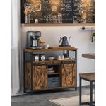 Casa si Gradina - Mobilier - Comode si corpuri - Corpuri bucatarie - Comoda pentru living sau bucatarie, cu 2 usi glisante, rafturi reglabile, stil rustic, 33x100x80cm, maro si negru - Infinity.ro