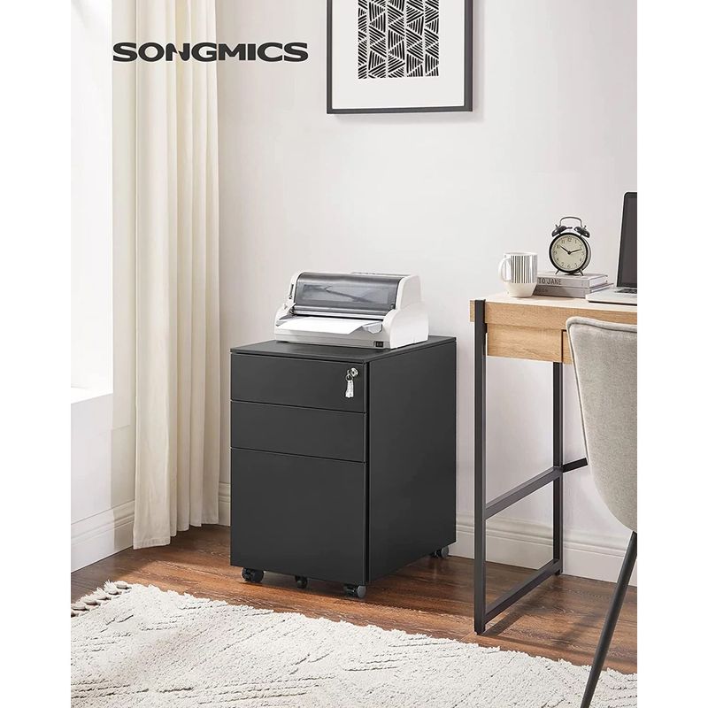 Casa si Gradina - Mobilier - Mese si birouri - Birouri - Dulap mobil tip rollbox pentru birouri, din otel, sertar cu sina dosare A4, 39x52x60 cm, negru - Infinity.ro