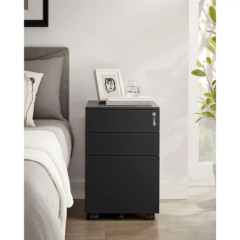 Casa si Gradina - Mobilier - Mese si birouri - Birouri - Dulap mobil tip rollbox pentru birouri, din otel, sertar cu sina dosare A4, 39x52x60 cm, negru - Infinity.ro