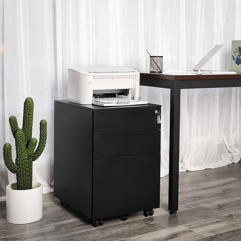 Casa si Gradina - Mobilier - Mese si birouri - Birouri - Dulap mobil tip rollbox pentru birouri, din otel, sertar cu sina dosare A4, 39x52x60 cm, negru - Infinity.ro
