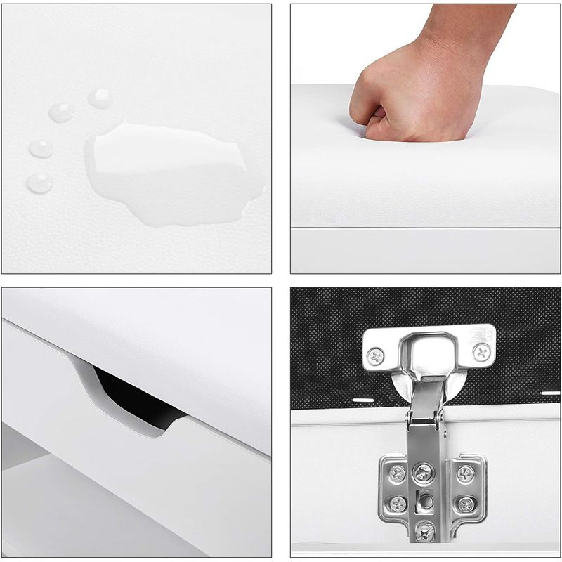 Casa si Gradina - Mobilier - Dulapuri si sifoniere - Dulapuri pantofi - Pantofar cu banca, capitonata, 3 compartimente, sarcina 150 kg, 30x80x44cm, modern, alb - Infinity.ro