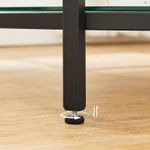 Casa si Gradina - Mobilier - Mese si birouri - Masute de cafea - Masa de cafea rotunda cu blat din imitatie de marmura, polita suplimentara din sticla, 80x45cm, alb si negru - Infinity.ro