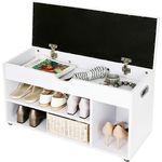 Casa si Gradina - Mobilier - Dulapuri si sifoniere - Dulapuri pantofi - Pantofar cu banca, capitonata, 3 compartimente, sarcina 150 kg, 30x80x44cm, modern, alb - Infinity.ro