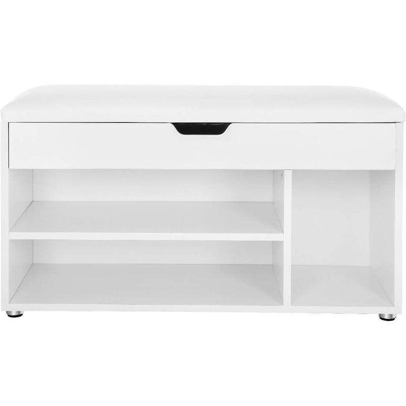 Casa si Gradina - Mobilier - Dulapuri si sifoniere - Dulapuri pantofi - Pantofar cu banca, capitonata, 3 compartimente, sarcina 150 kg, 30x80x44cm, modern, alb - Infinity.ro