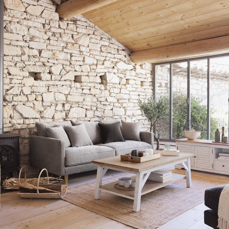 Casa si Gradina - Mobilier - Mese si birouri - Masute de cafea - Masuta cafea Atmosphera Olbia cu 2 blaturi, MDF si acacia, 120x70x45 cm, alb - Infinity.ro