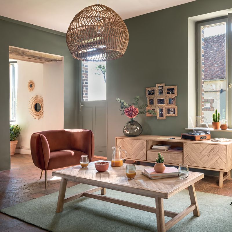 Casa si Gradina - Mobilier - Mese si birouri - Masute de cafea - Masuta de cafea Atmosphera Aeris, lemn acacia si blat MDF chevron, 130x70x40 cm, natur - Infinity.ro