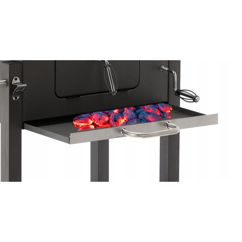 Casa si Gradina - Gradina si terasa - Gratare si accesorii - Gratare de gradina - Gratar dreptunghiular pe carbuni, cu suport lateral si termometru capac, 115x60x108cm - Infinity.ro