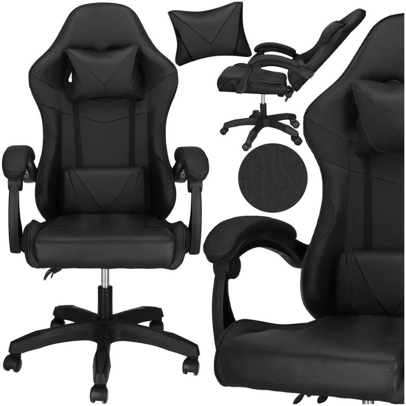 PC, gaming si accesorii - Gaming - Accesorii gaming - Scaune gaming - Scaun birou pentru gaming, ergonomic, suport lombar si tetiera, 114-123x55x50 cm, negru - Infinity.ro