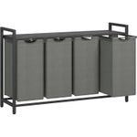 Market - Spalare si intretinere rufe - Uscatoare de rufe si accesorii - Cos rufe 4x40L, saci detasabili, raft superior si cadru metalic, 116x33x72 cm, negru si gri - Infinity.ro