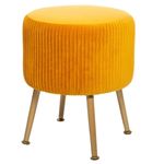 Casa si Gradina - Mobilier - Scaune si fotolii - Tabureti - Taburet Atmosphera Solaro rotund cu baza aurie, 35x41 cm, galben mustar - Infinity.ro