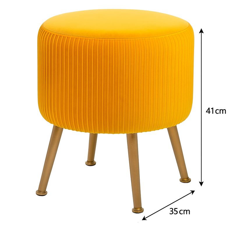 Casa si Gradina - Mobilier - Scaune si fotolii - Tabureti - Taburet Atmosphera Solaro rotund cu baza aurie, 35x41 cm, galben mustar - Infinity.ro